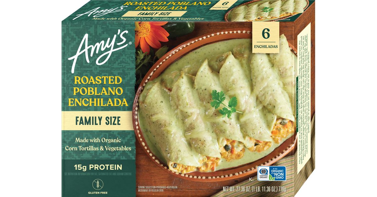 Amy's Roasted Poblano Enchilada, Family Size, Frozen - Azure
