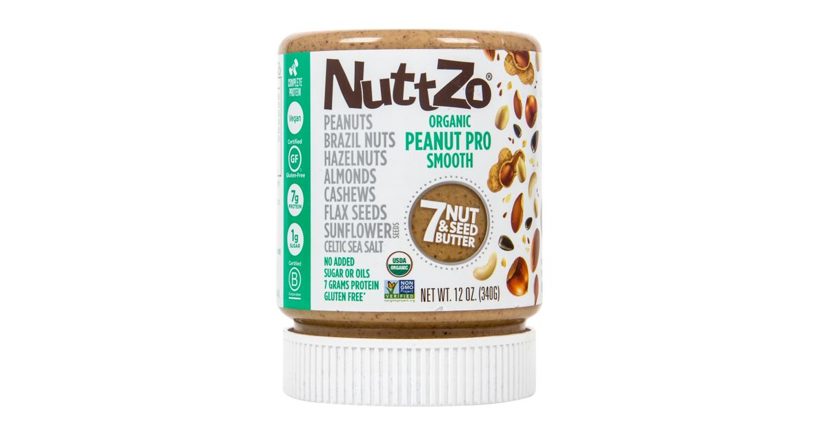 NuttZo Seven Nut & Seed Butter, Peanut Pro, Smooth, Organic Azure