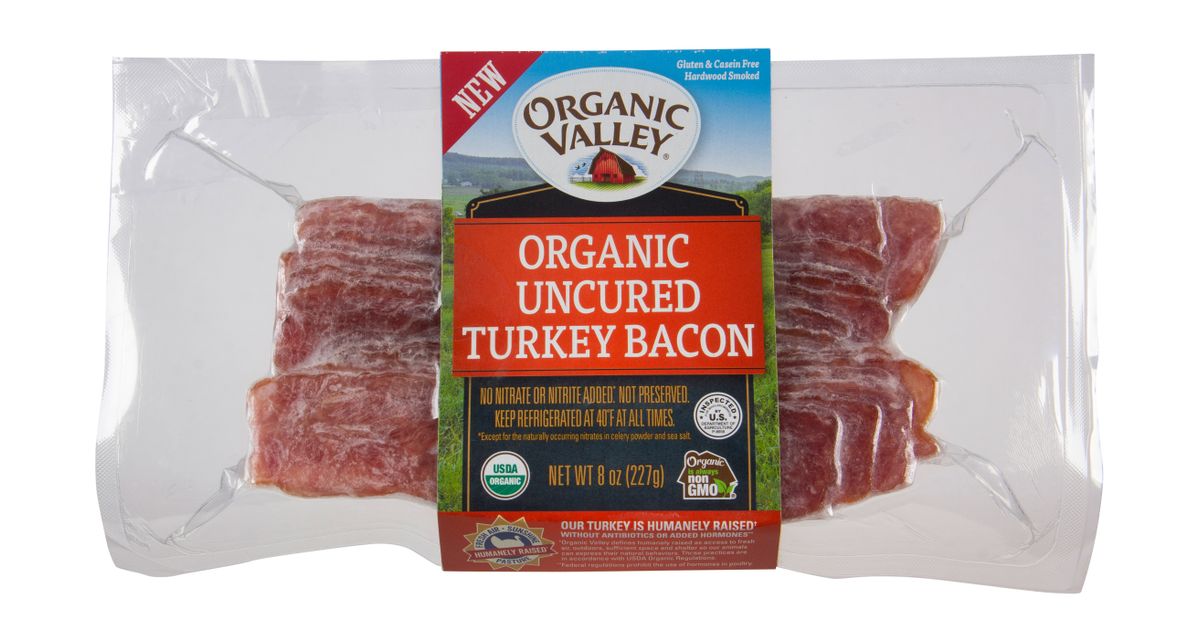 Organic Valley Turkey Bacon, Uncured, Hardwood Smoked, Frozen, Organic Azure Standard