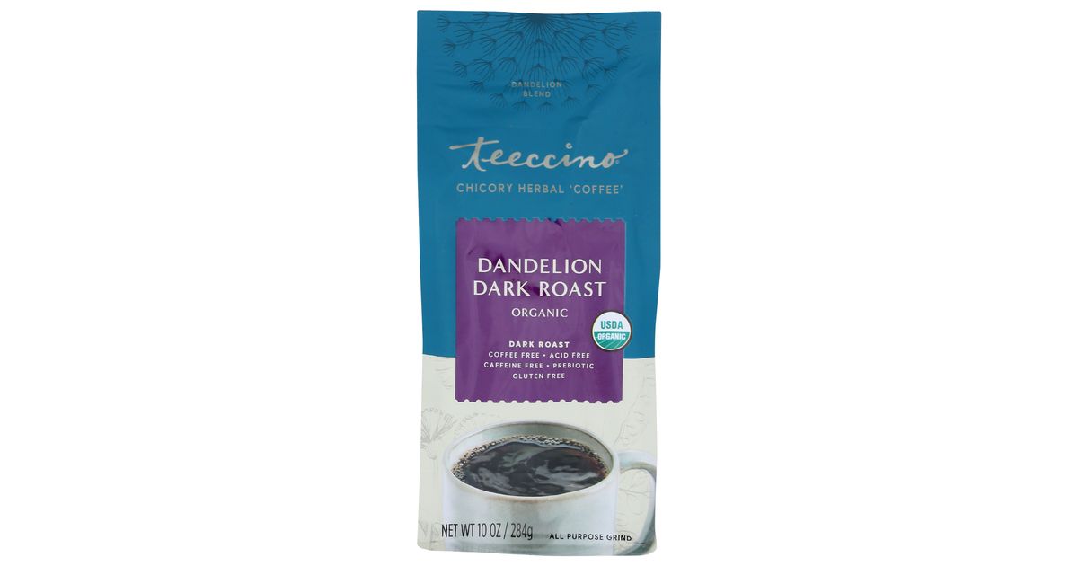 Teeccino Dandelion Dark Roast, Chicory, Herbal Coffee, Organic