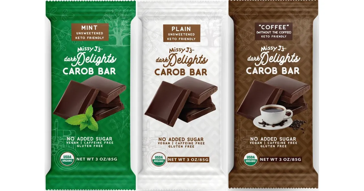 Missy J's Carob Dark Delights Unsweetened Sampler Candy Bar Azure