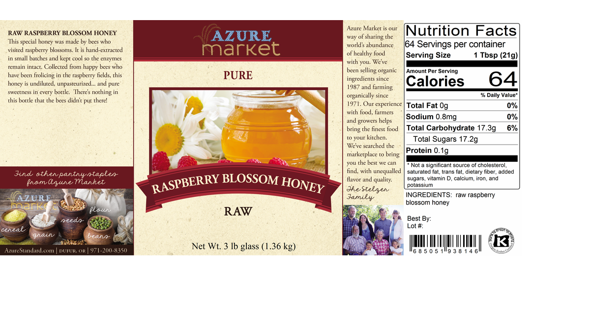 Azure Market Raspberry Blossom Raw Honey - Azure Standard