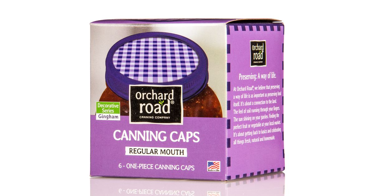 Orchard Road Canning Canning Caps, Decorative Purple Gingham, Regular