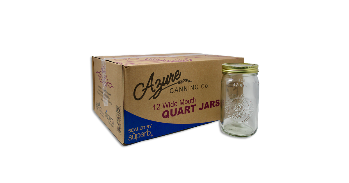 Azure Canning Co. Canning Jars, Quart, Wide Mouth (with lids