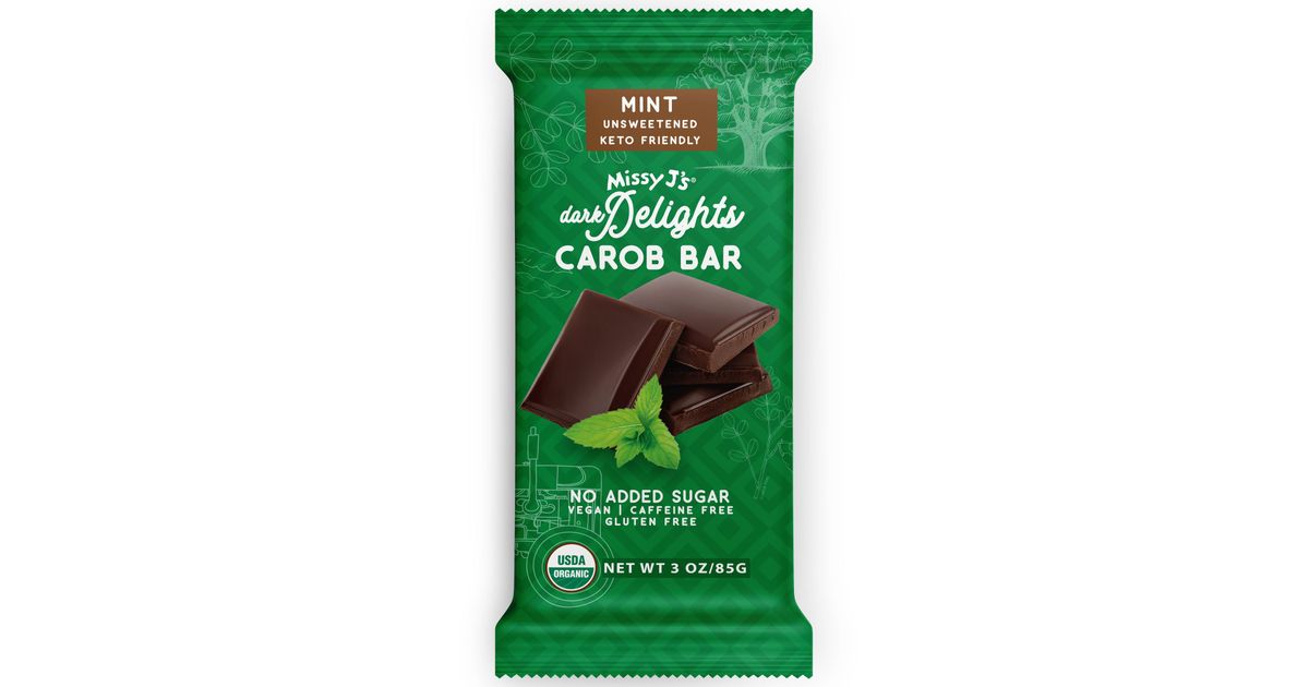 Missy J's Dark Delight Carob Candy Bar, Unsweetened Mint, Organic Azure Standard