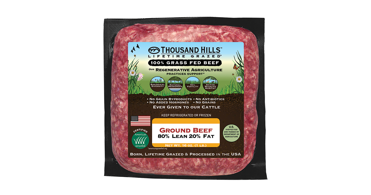 Thousand Hills Ground Beef, 80/20, Grass-Fed, Frozen - Azure Standard