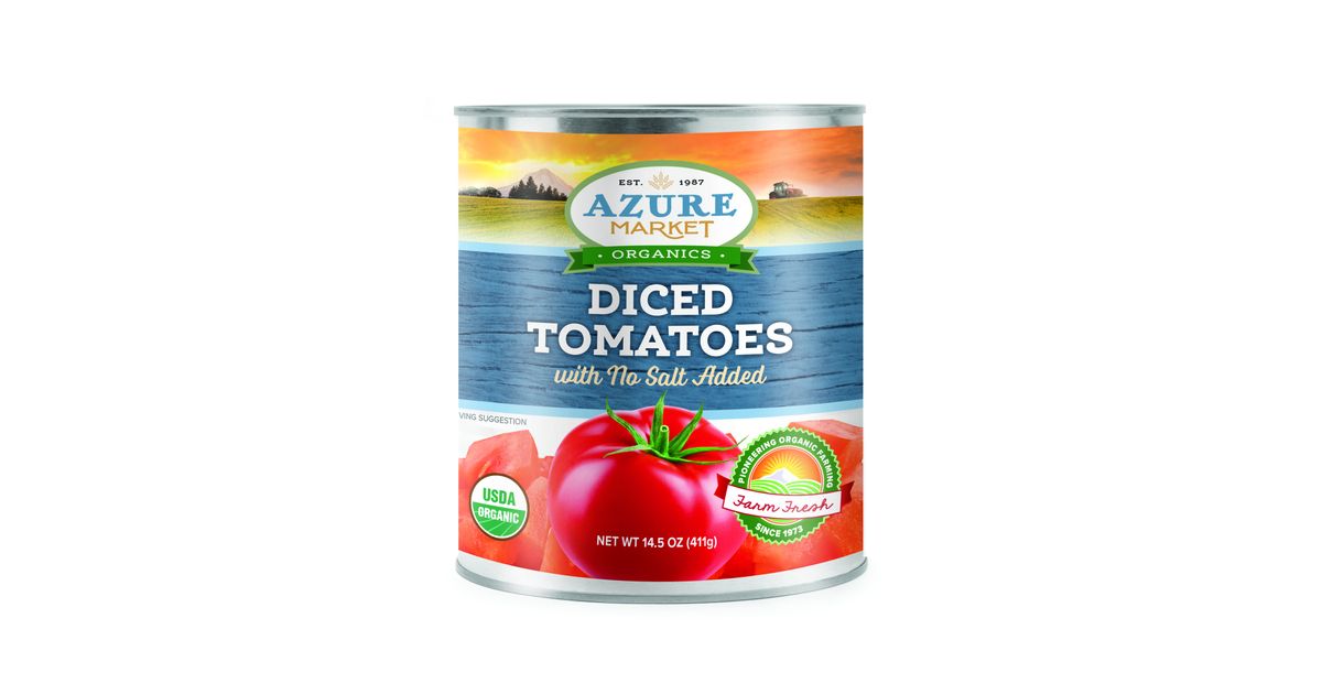 Azure Market Organics Diced Tomatoes, No Salt Added, Organic Azure