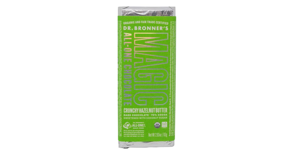 Dr Bronner Magic AllOne Chocolate Bar, Crunchy Hazelnut Butter Azure