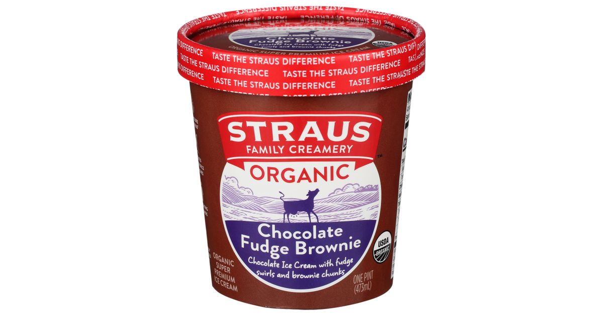 Straus Family Creamery Ice Cream, Chocolate Fudge Brownie, Organic