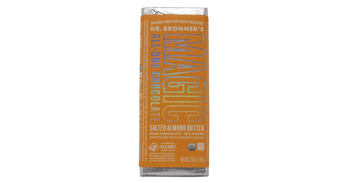 Dr Bronner Magic AllOne Chocolate Bar, Salted Almond Butter Azure