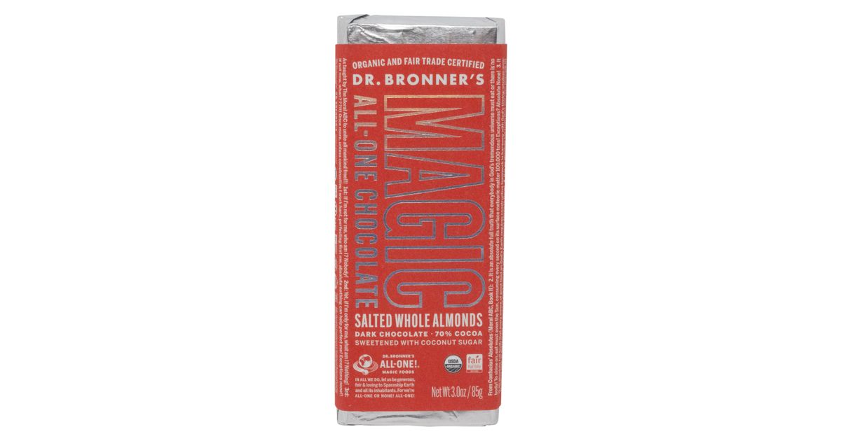 Dr Bronner Magic AllOne Chocolate Bar, Salted Whole Almonds Azure