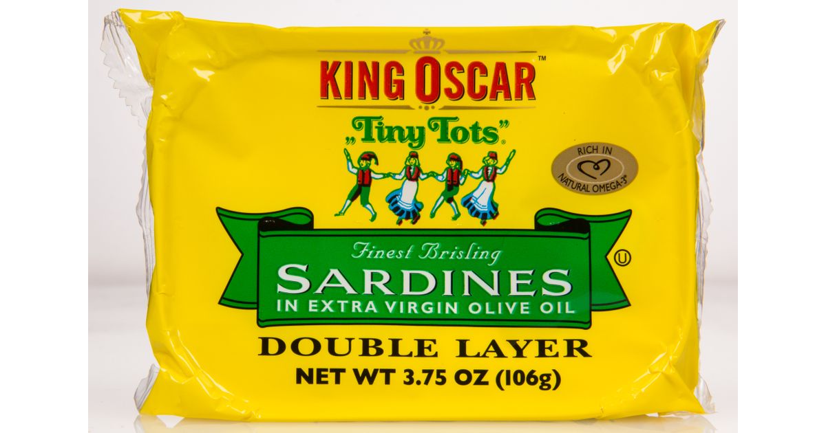 King Oscar Sardines, Brisling, Tiny Tots in Olive Oil Azure Standard