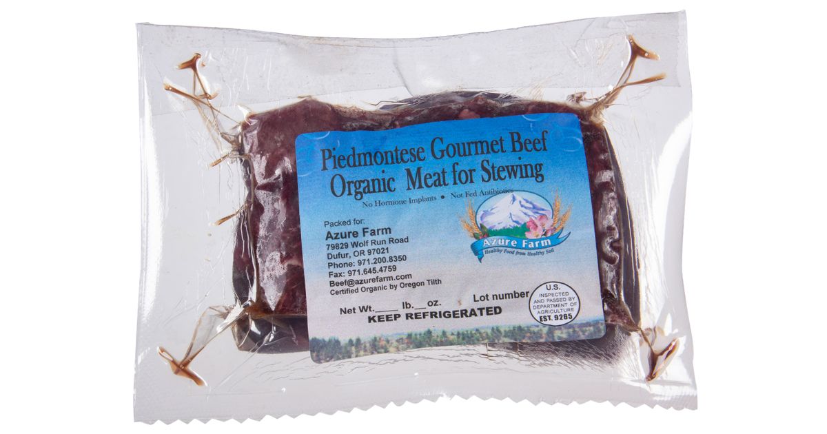 Azure Farm Piedmontese Beef, Stew Meat, Grass-Fed, Frozen, Organic