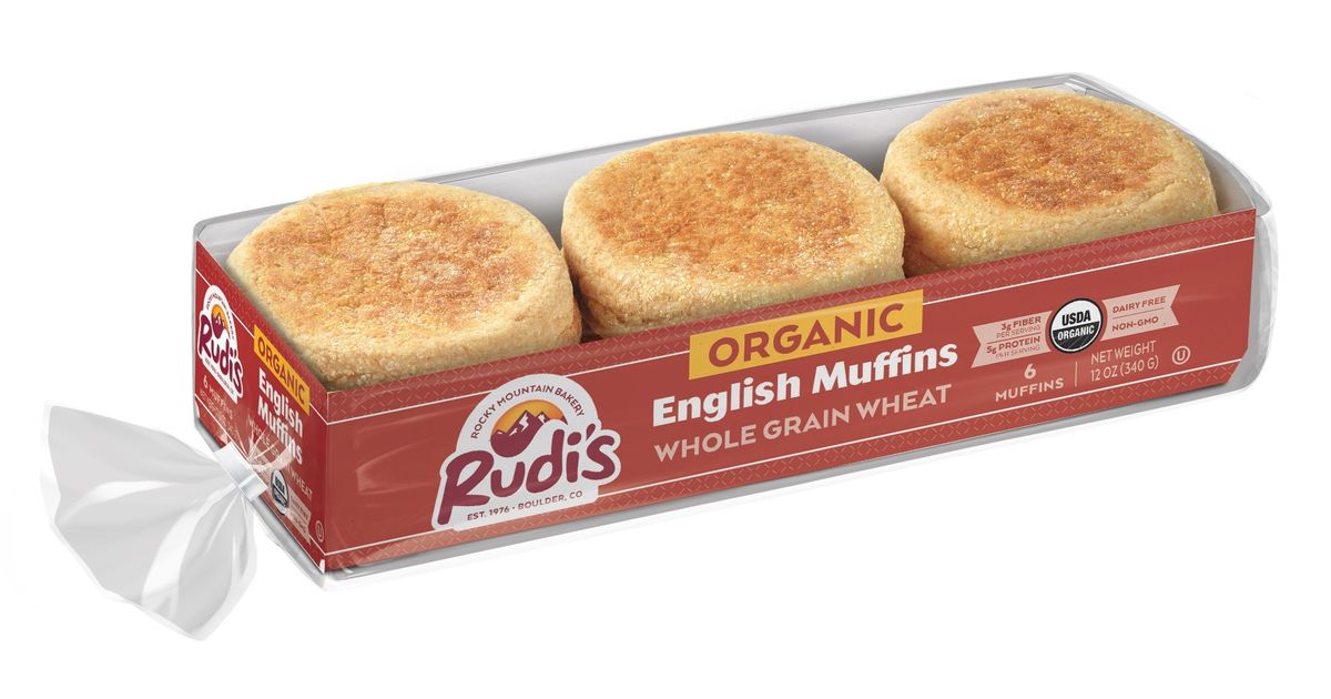 Rudi's Bakery Whole Wheat English Muffins, Frozen, Organic Azure Standard