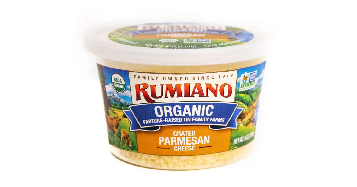 Rumiano Family Organic Parmesan Cheese, Grated, Organic - Azure Standard