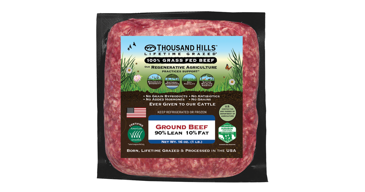 その他 BEEF Thousand Hills Ground Beef, 90/10, Grass-Fed, Frozen - Azure Standard