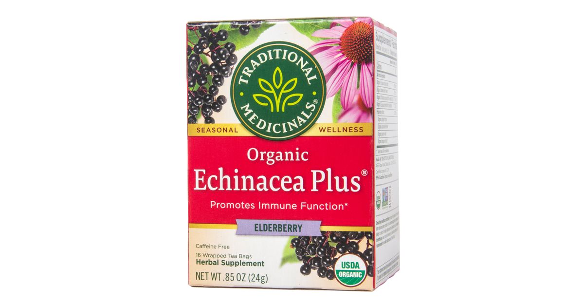 Traditional Medicinals Echinacea Plus Elderberry, Tea, Organic Azure