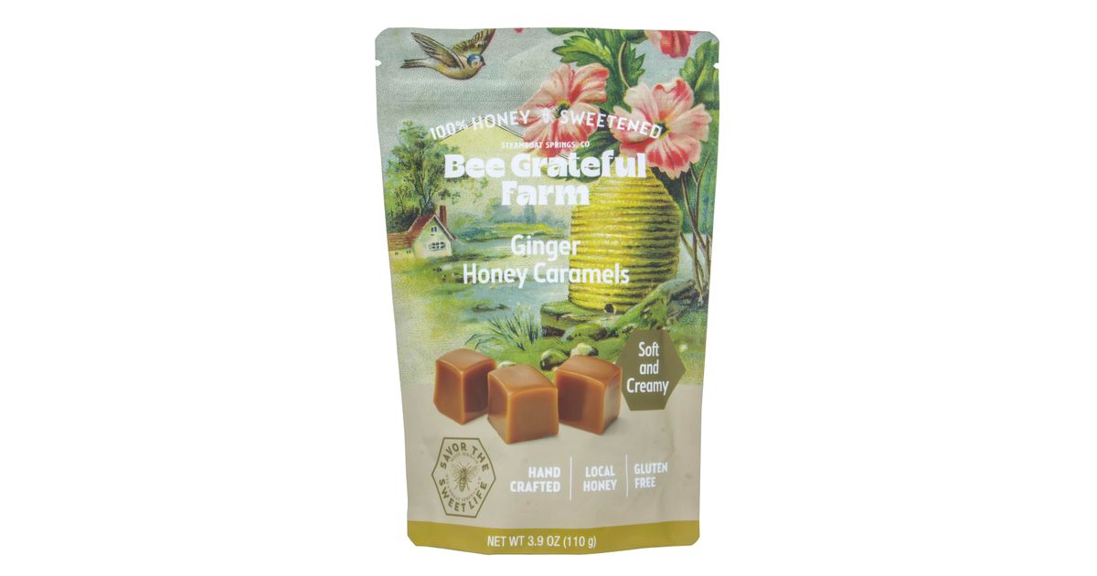 Bee Grateful Farm Honey Caramels, Ginger - Azure Standard