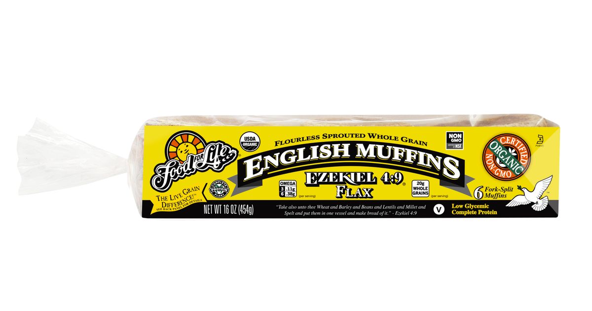 Food For Life Ezekiel 49 Flax English Muffins, Frozen, Organic Azure Standard