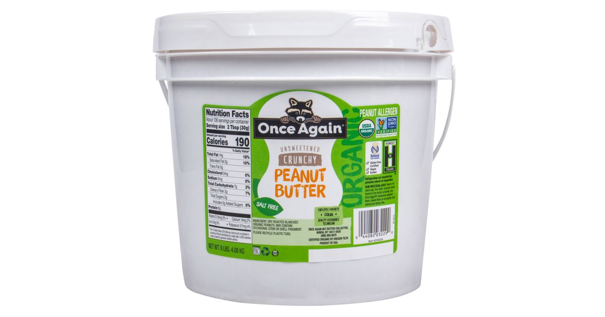 Once Again Nut Butter, Inc. Peanut Butter, Crunchy, Salt Free, Organic