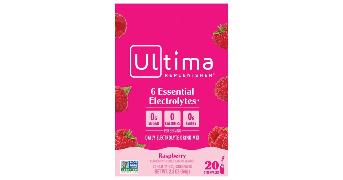Ultima Replenisher Electrolyte Hydration Powder, Raspberry, Drink Stick ...