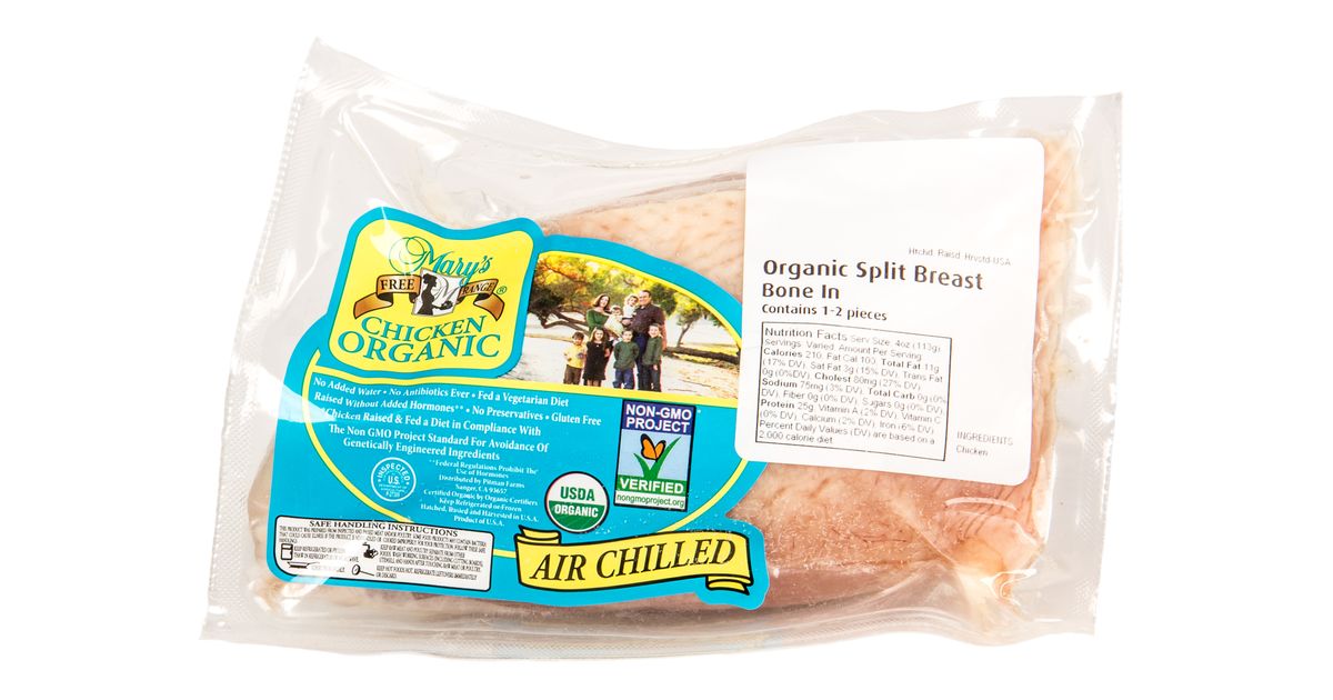 Mary's Chicken Breast, Split, Bone In, Organic, Frozen, Random Weight