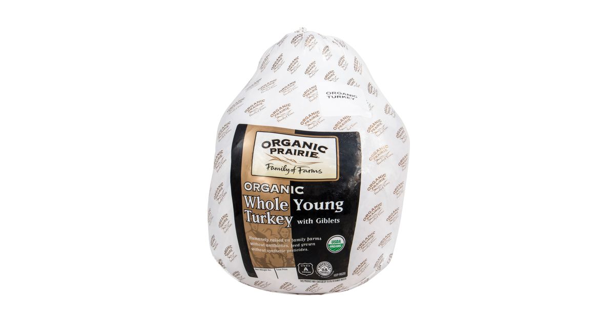 Organic Prairie Whole Young Turkey, Medium, with Giblets, Organic