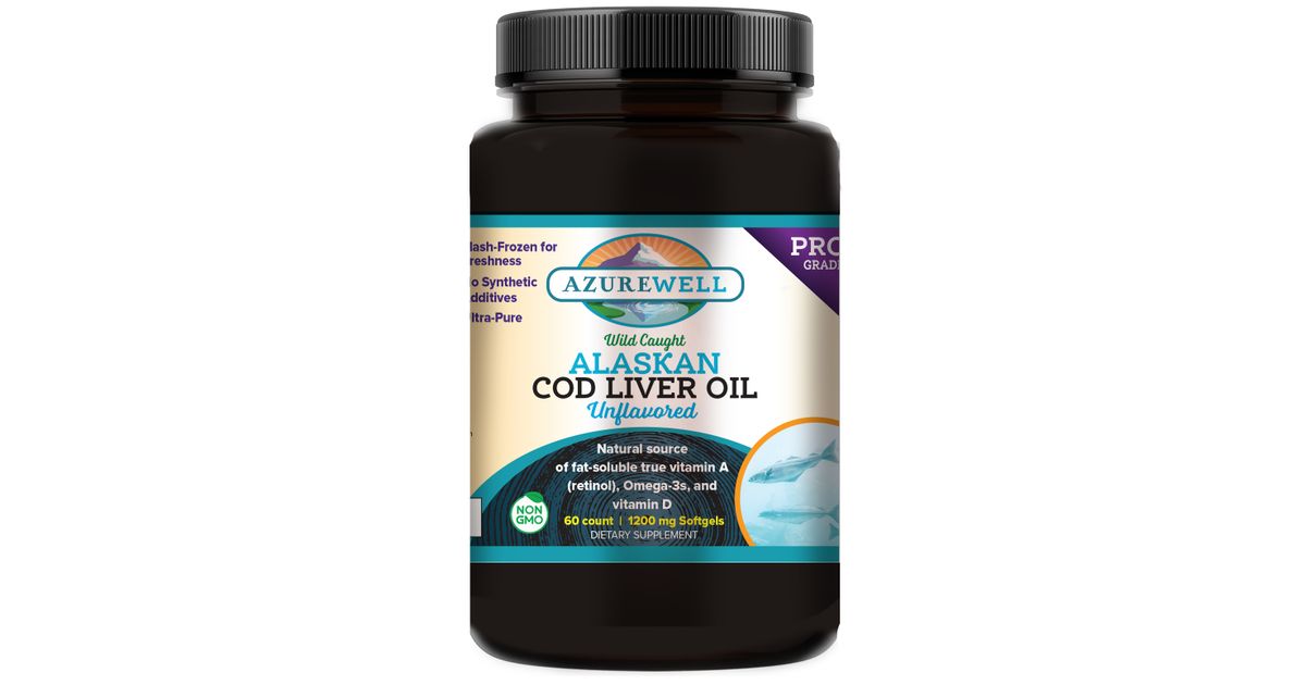 AzureWell Alaskan Cod Liver Oil, Softgels, 2,400 mg - Azure Standard