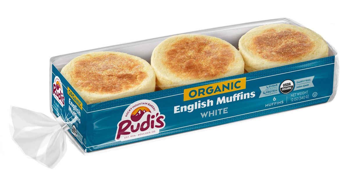 Rudi's Bakery White English Muffins, Frozen, Organic Azure Standard