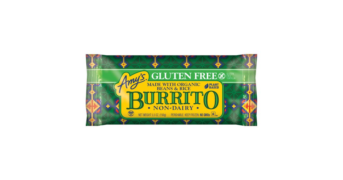 Amy's Bean & Rice Burrito, Gluten Free, Dairy Free, Frozen Azure Standard
