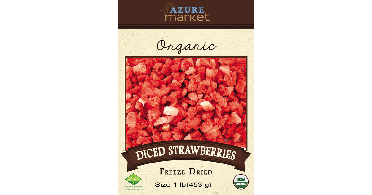 Azure Market Organics Strawberries, Diced, Freeze Dried, Organic