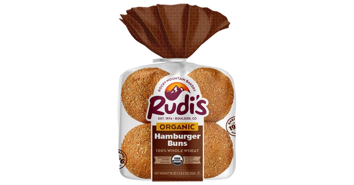 Rudi's Bakery 100% Whole Wheat Hamburger Buns, Frozen, Organic - Azure ...