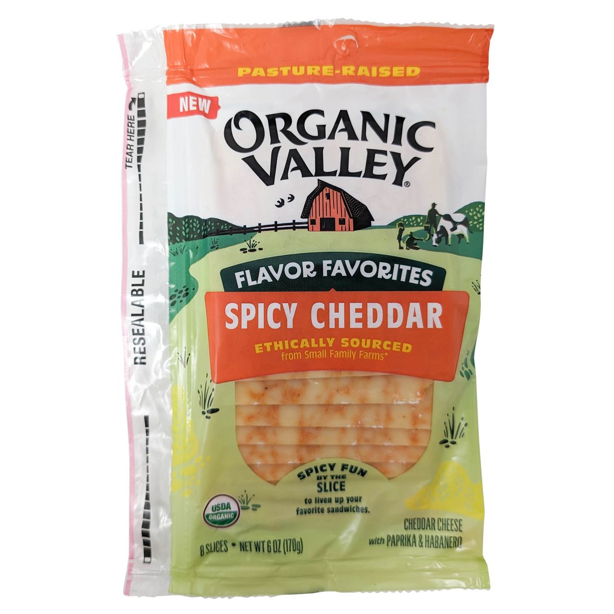 Organic Valley Cheddar Cheese, Spicy, Sliced, Organic - Azure Standard