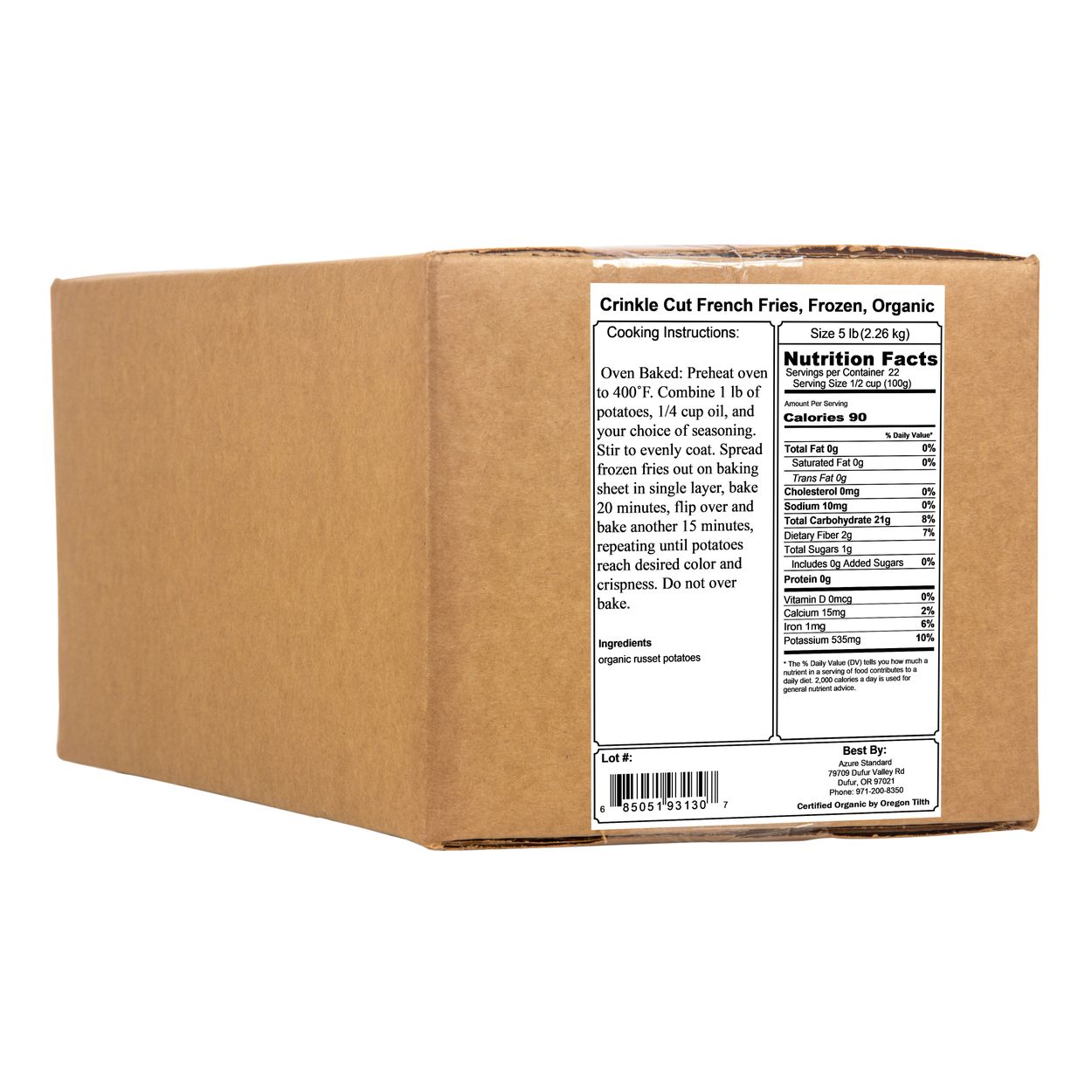 Azure Market Organics Crinkle Cut French Fries, Frozen, Organic