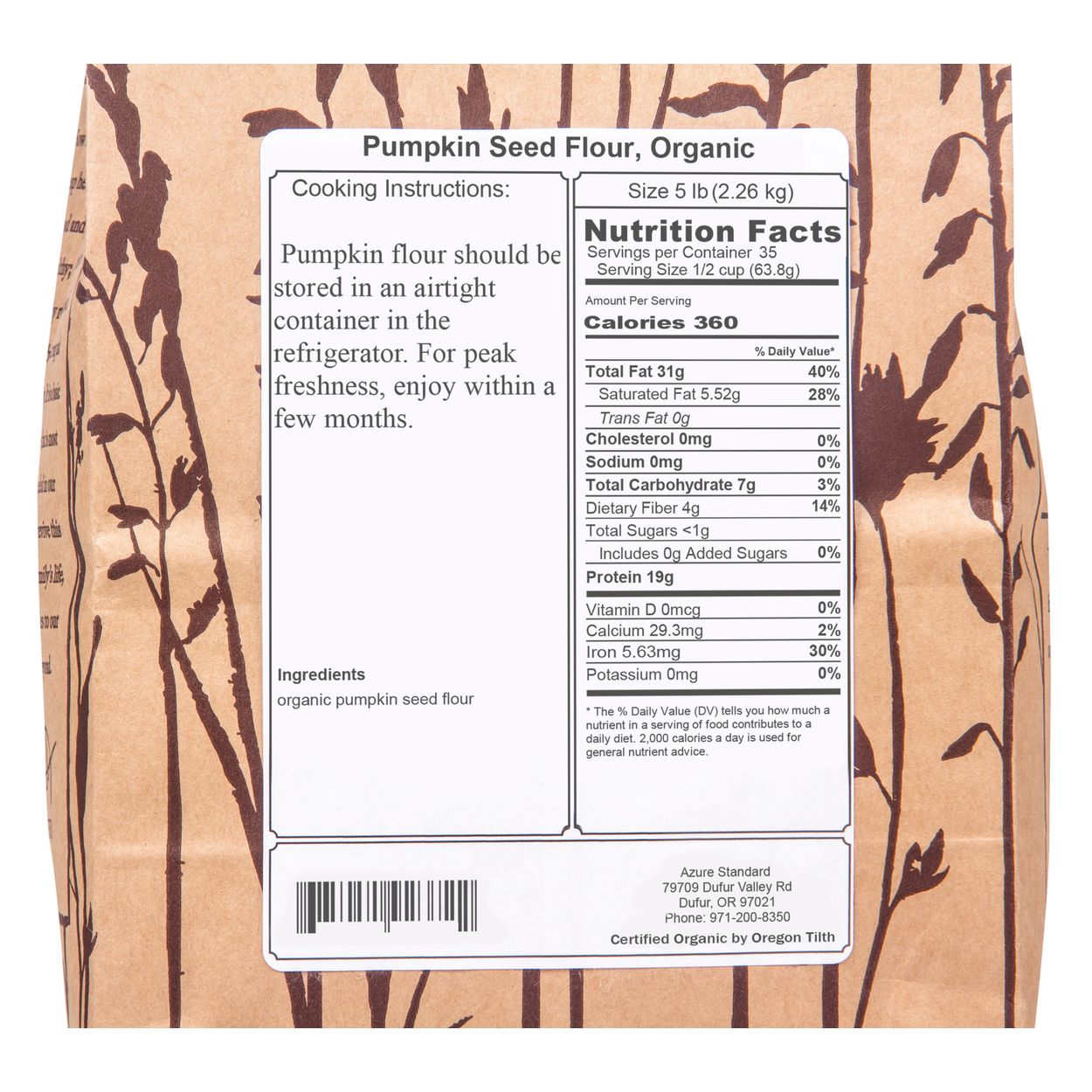 Azure Market Organics Pumpkin Seed Flour, Organic - Azure
