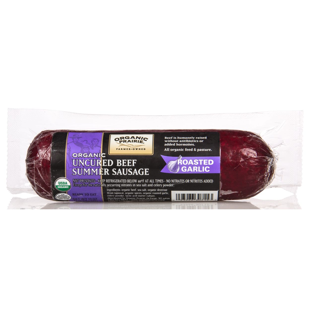 Organic Prairie Beef Summer Sausage With Roasted Garlic Frozen Organic Azure Standard