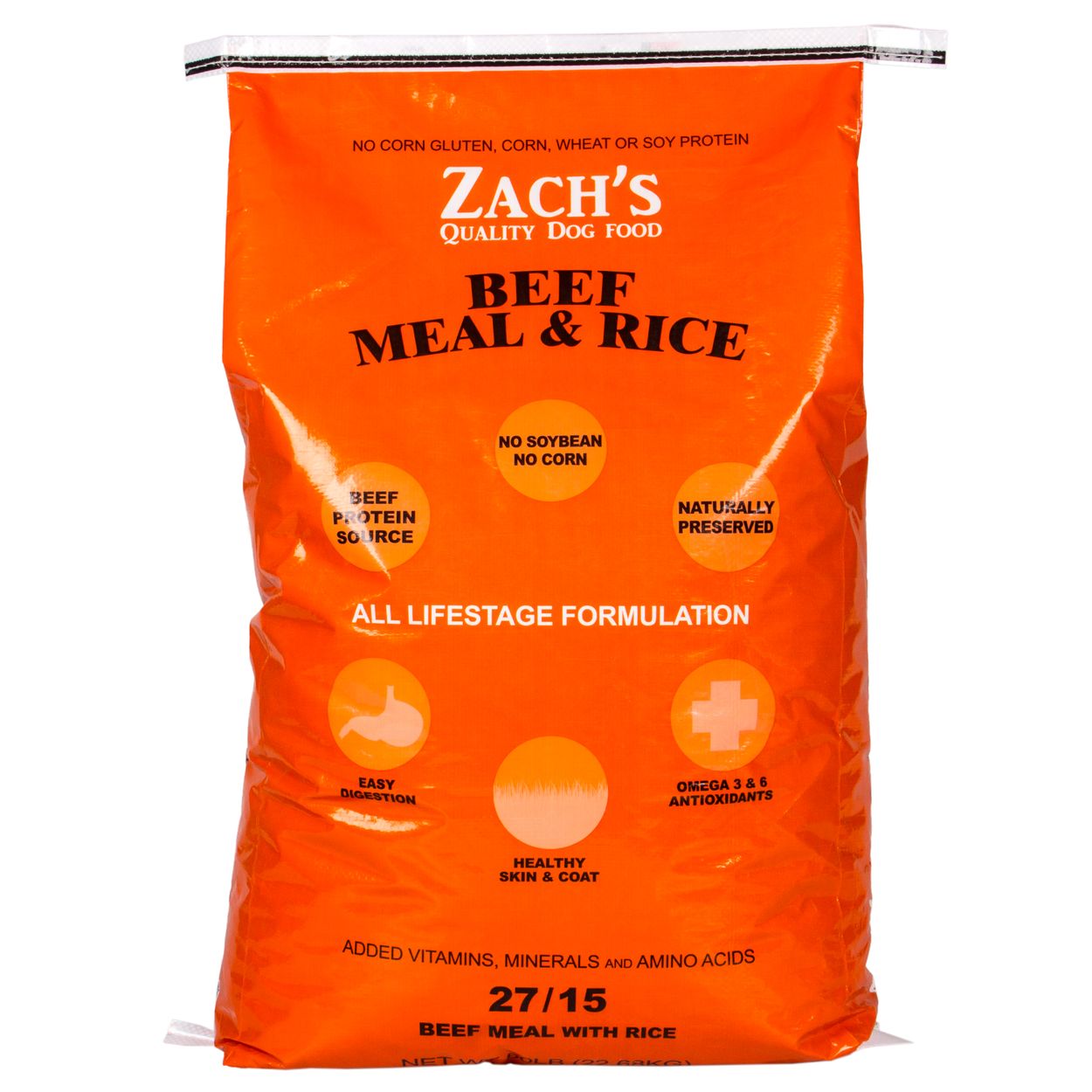 ドッグフード bow Zach's Quality Dog Food Dog Food, Beef Meal & Rice 27/15 - Azure