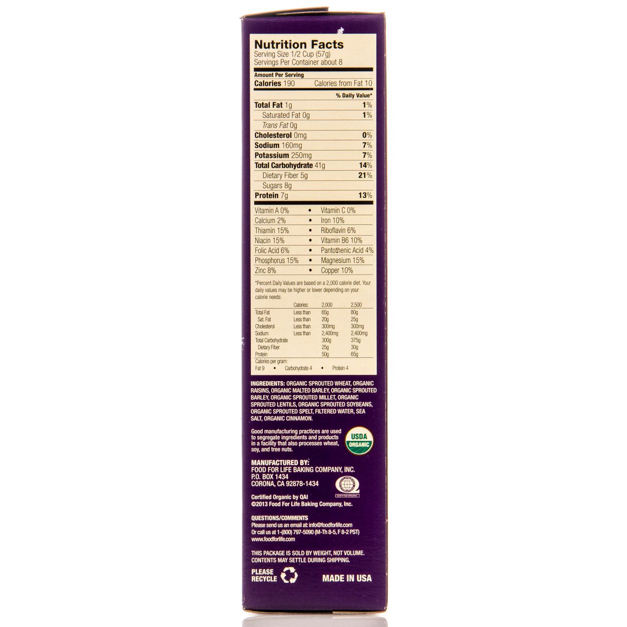 Food For Life Ezekiel Cereal, Cinnamon Raisin, Organic ...