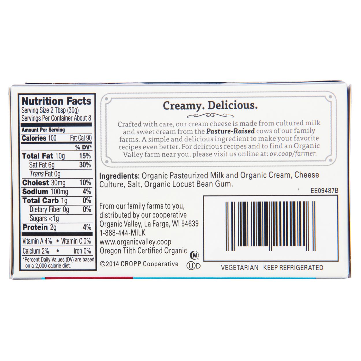 Cream cheese ingredients label