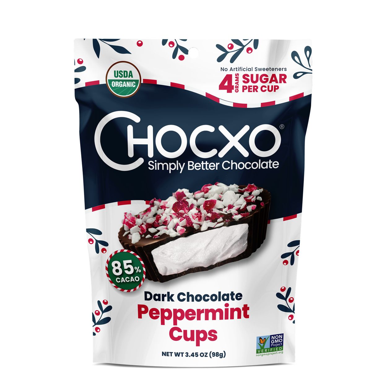 あっこ＊ Chocxo Dark Chocolate Cups, Peppermint, Organic - Azure Standard