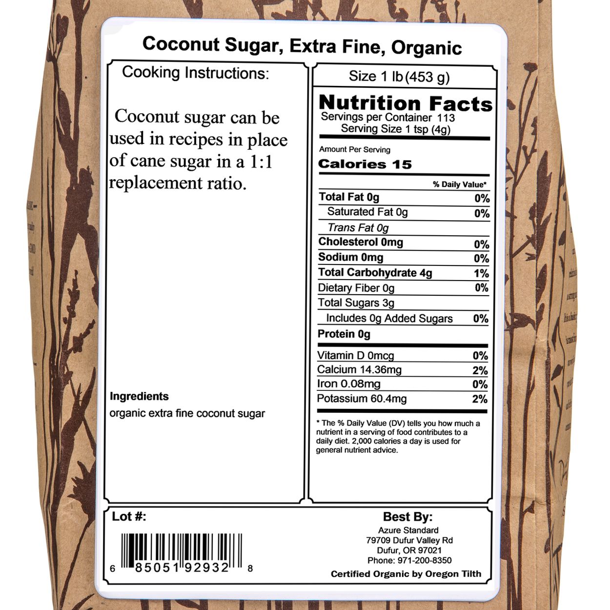Azure Market Organics Coconut Sugar, Extra Fine, Organic - Azure