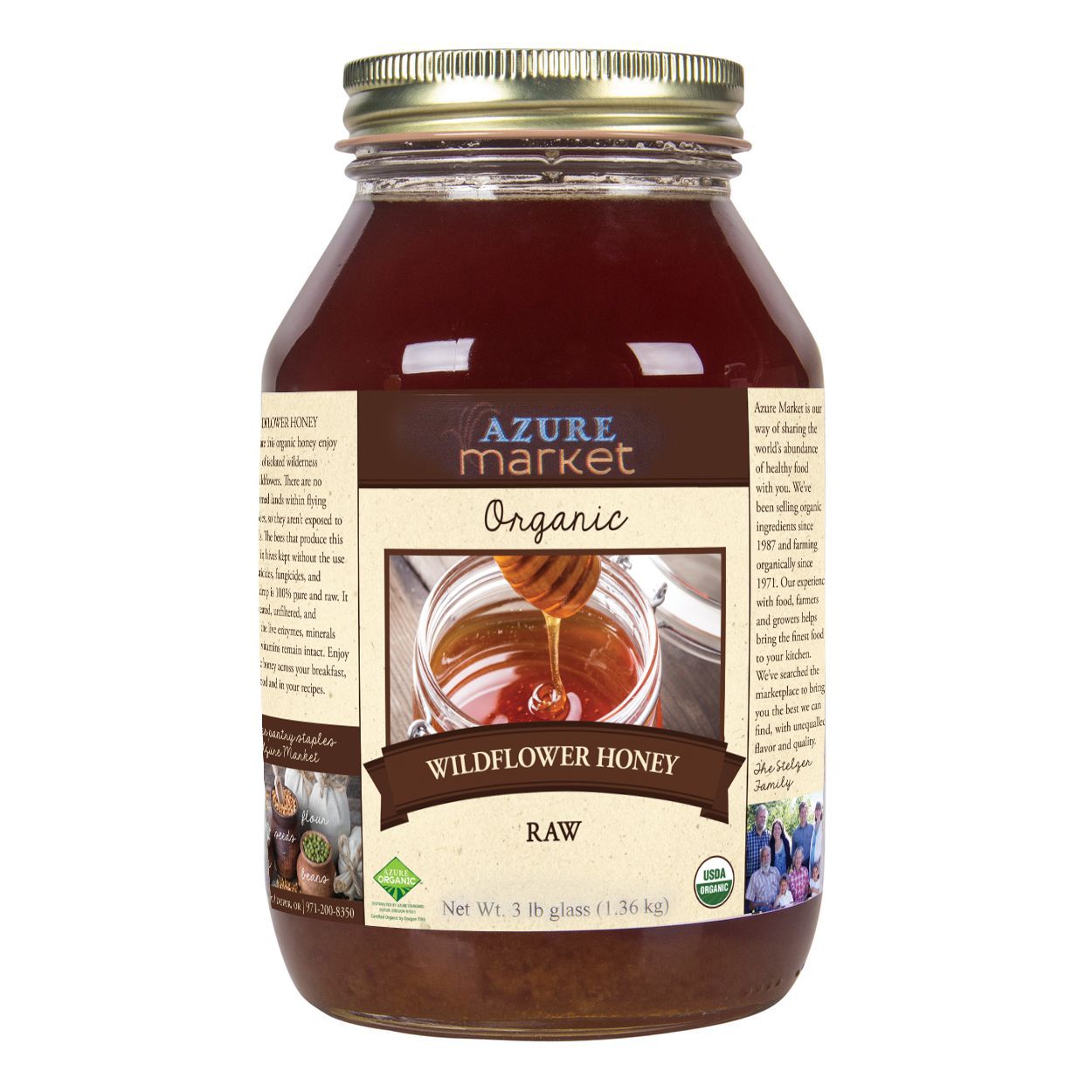 food storage raw honey in glass jar link for Azure standard