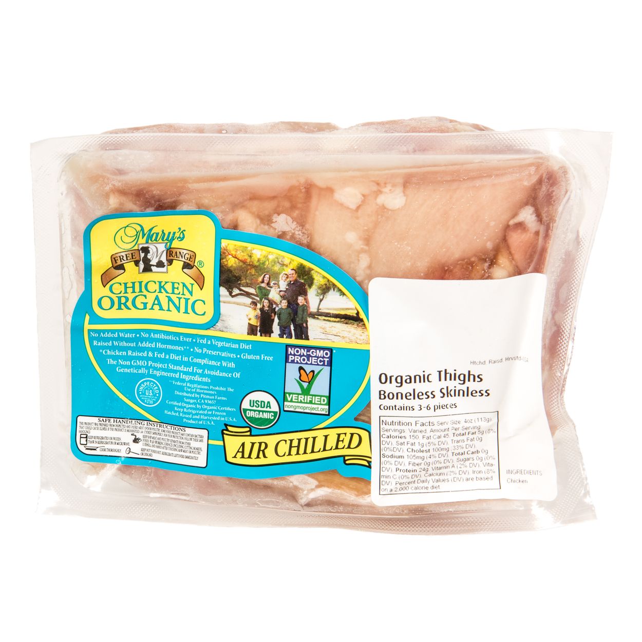 Mary S Chicken Thigh Boneless Skinless Organic Frozen Random Weight Azure Standard