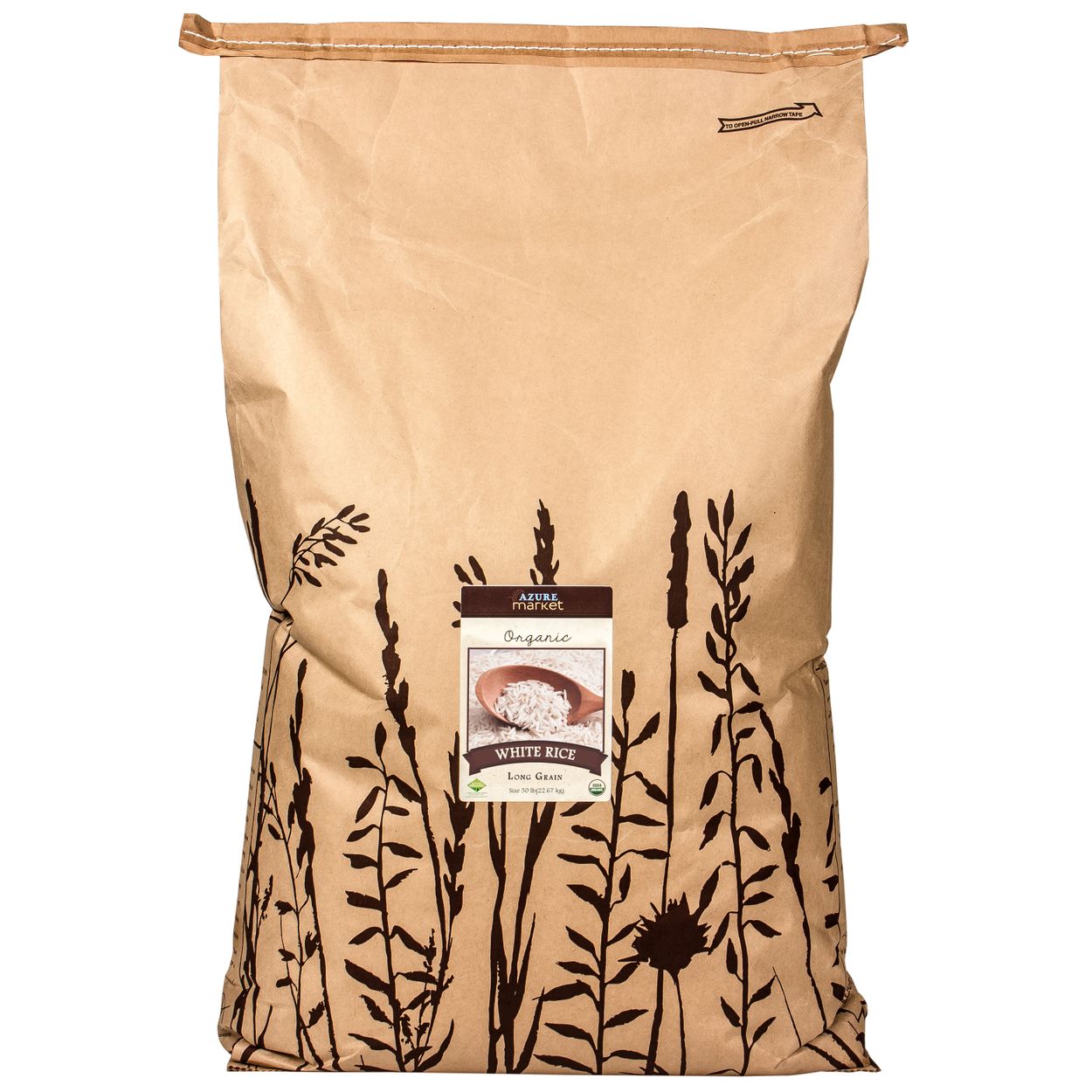 bulk food storage long grain white rice in large paper sack link to Azure Standard