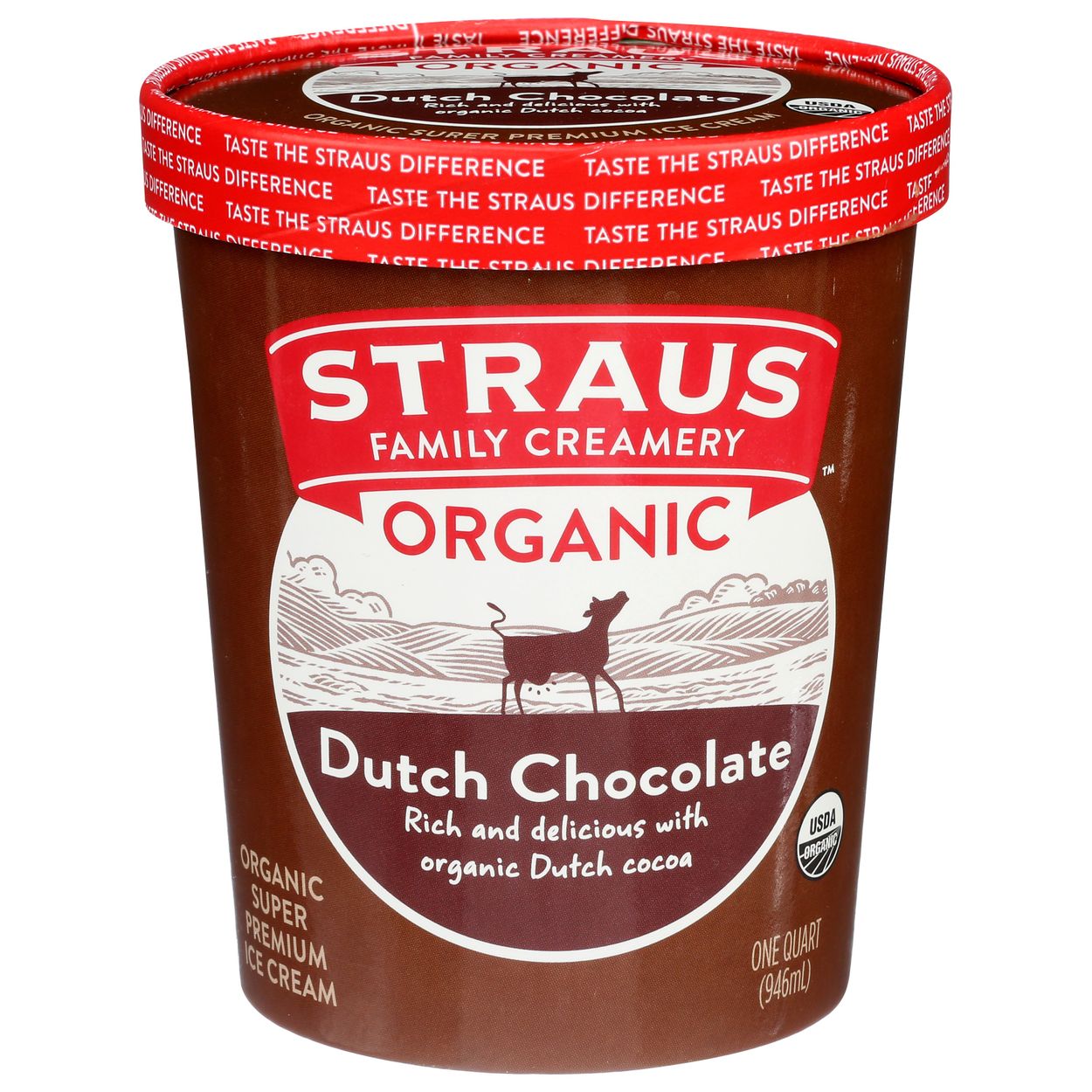 Straus Family Creamery Ice Cream, Dutch Chocolate, Organic - Azure