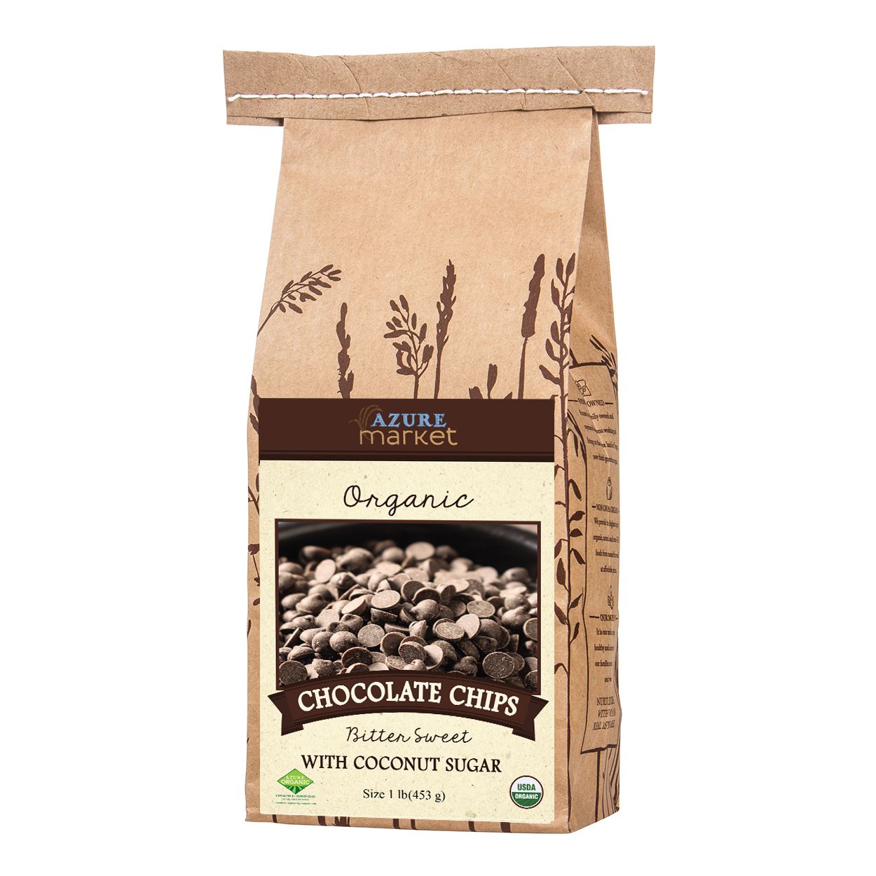 Azure Market Organics Chocolate Chips, Bitter Sweet, Coconut Sugar