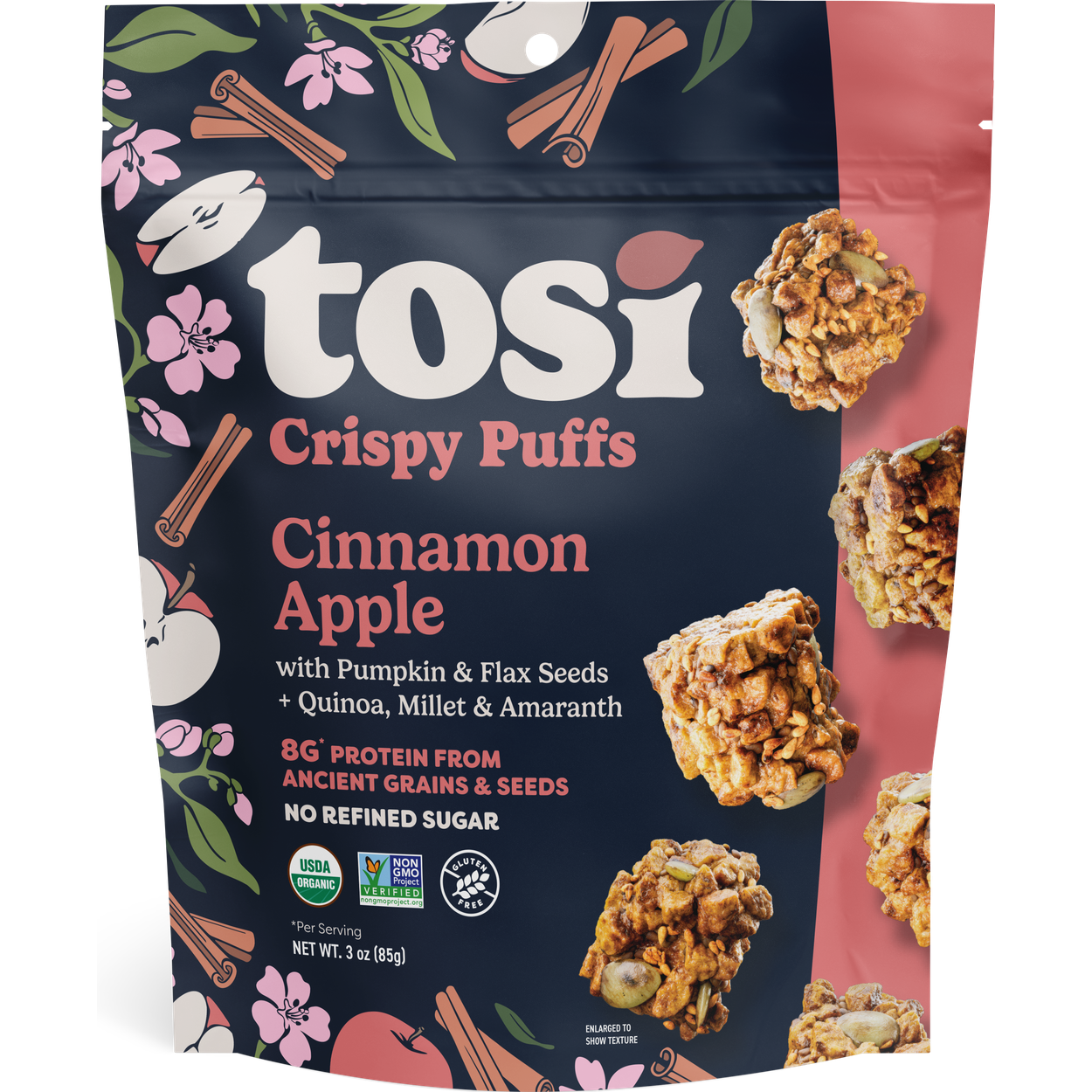 Tosi Nut Free Puffs, Cinnamon Apple, Organic - Azure Standard
