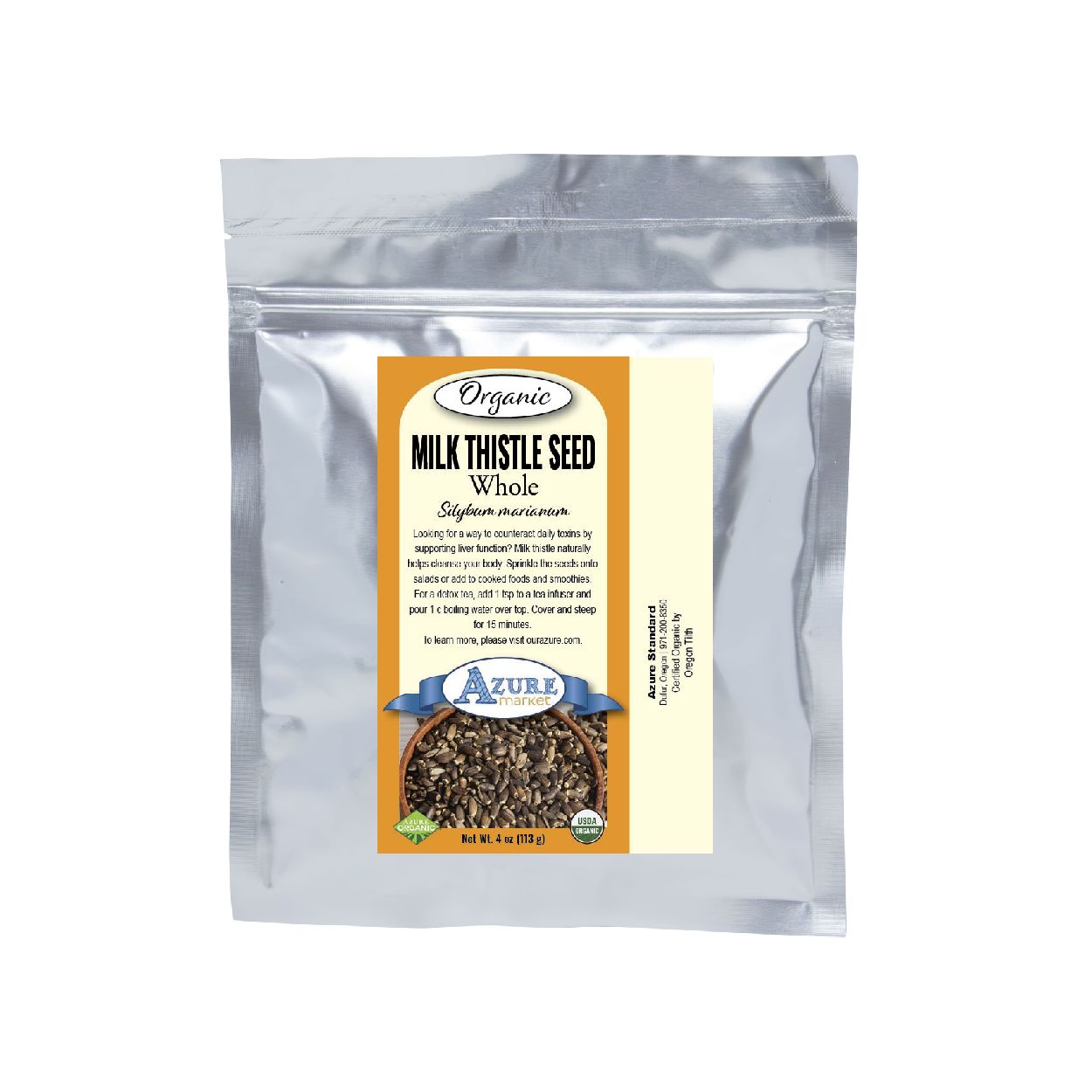 Azure Market Organics Milk Thistle Seed Whole, Organic - Azure