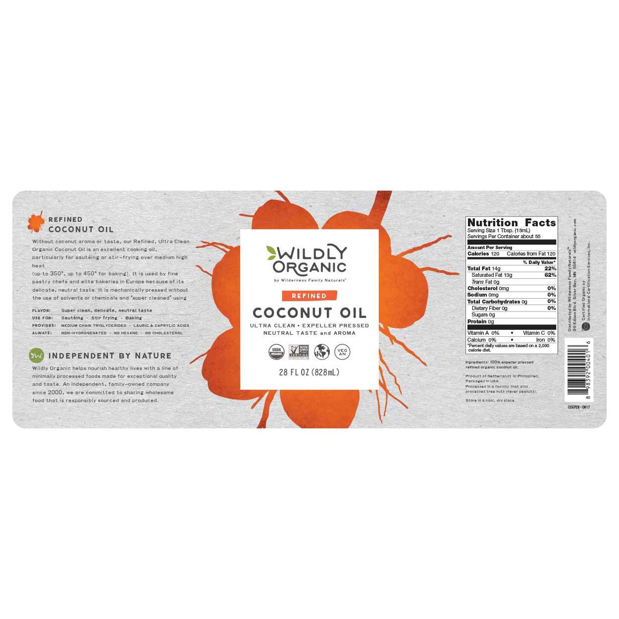 Wildly Organic by Wilderness Family Naturals Coconut Oil, Refined