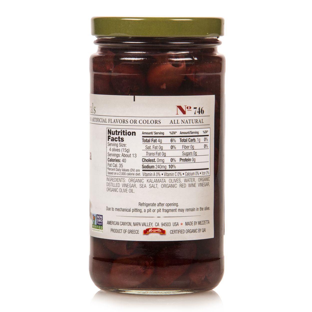 Jeff's Garden Kalamata Olives, Whole, Pitted, Organic - Azure Standard